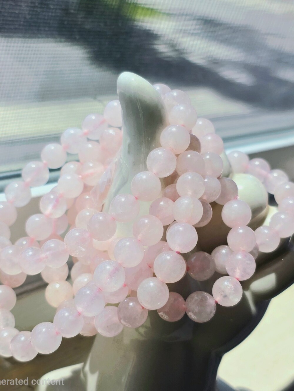 Rose Quartz Beaded Stretch Bracelet | Natural Stone Quartz | Handmade| 8mm - Picture 3 of 9